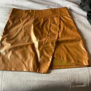 Brown leather skirt